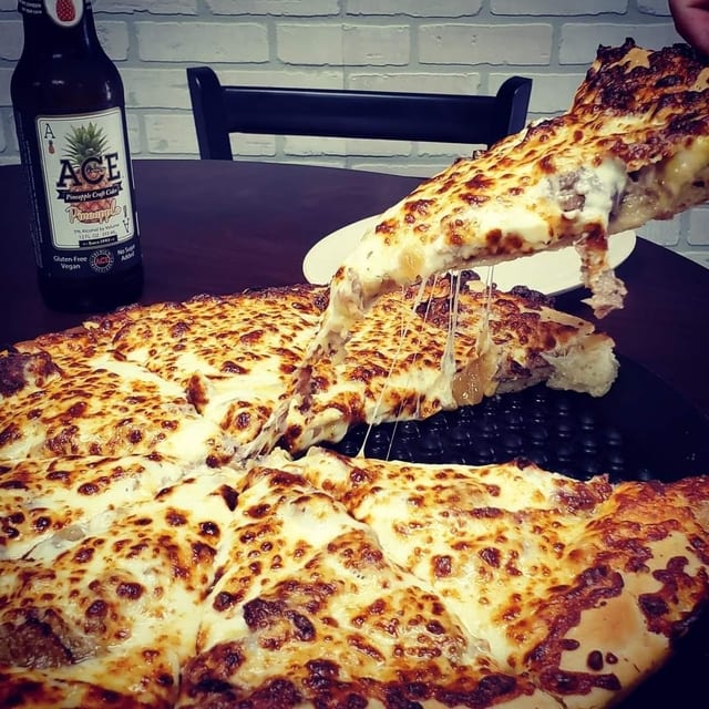 Small Philly Cheese Steak Pizza.