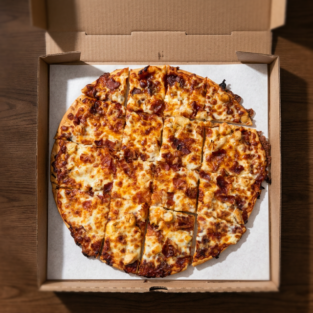 Large BBQ Chicken Pizza.